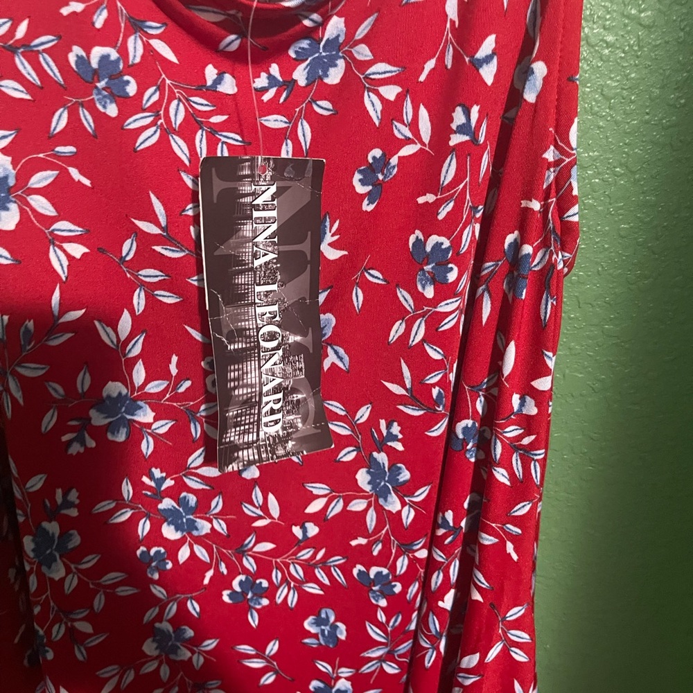 Red dress floral by Nina Leonard